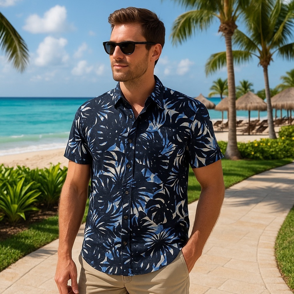Michael Kors Classic Fit Short Sleeve Palm Shirt – Sz S (Excellent Condition)